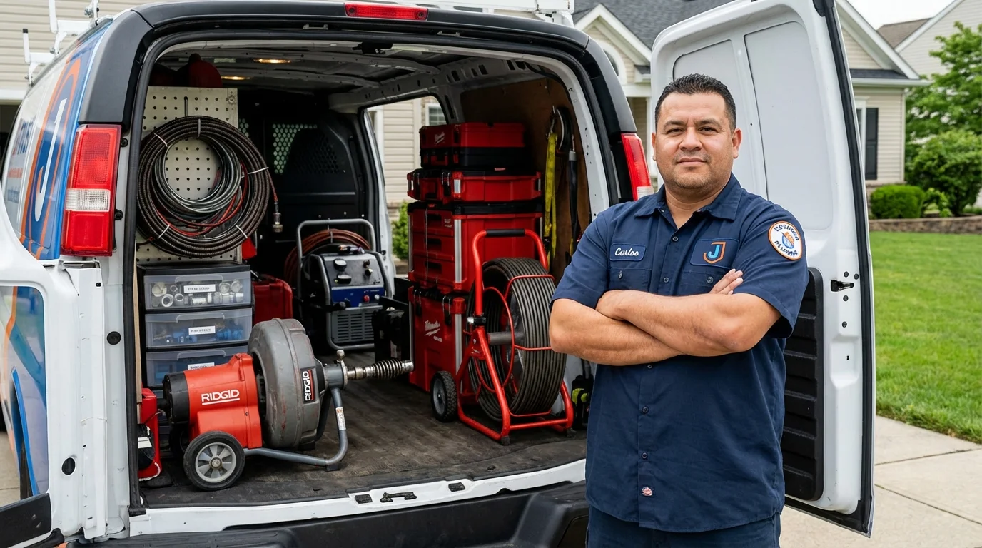 Professional drain cleaning equipment and Johns Plumbing LLC plumber in Shafter