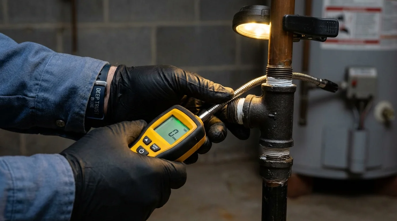 Gas leak detection with electronic sniffer by Johns Plumbing LLC in Shafter