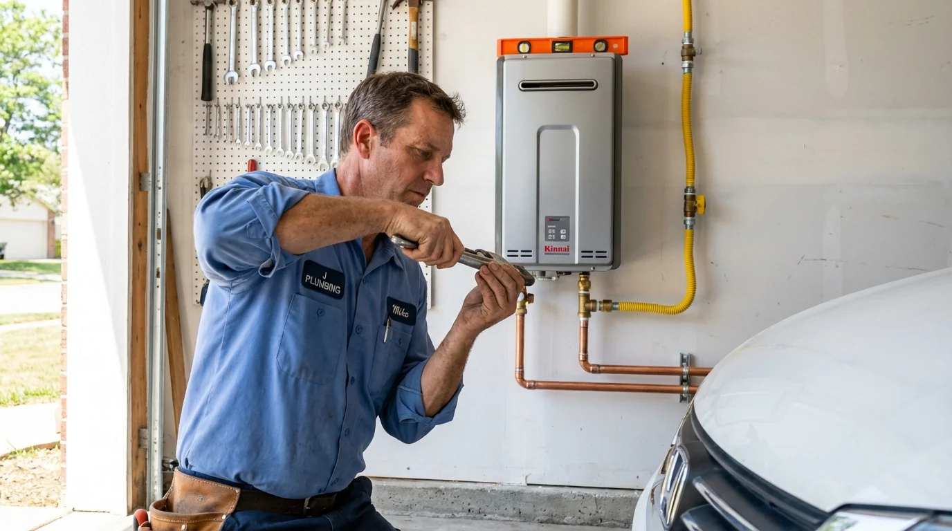 Tankless water heater installation by a Johns Plumbing LLC plumber in Shafter